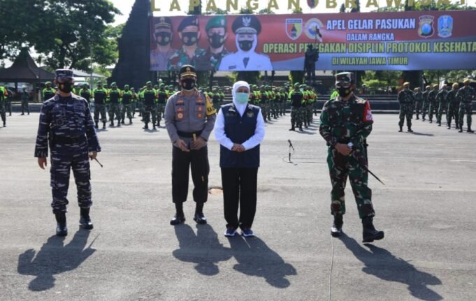 Forkopimda Jatim Gelar Pasukan Ops Tegakan Disiplin Protokol Kesehatan
