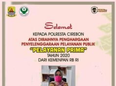 Kadinkes Kabupaten Cirebon Mengucapkan Selamat Kepada Polresta Cirebon Atas di Raihnya Penghargaan Pelayanan Prima Dari Kemenpan RB RI