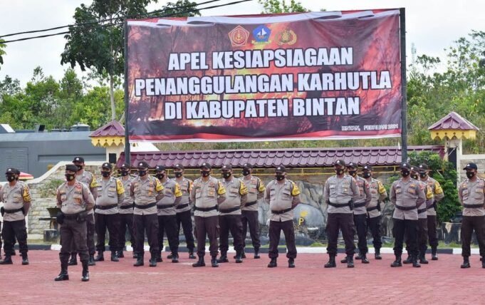 Polres Bintan Bersama Instansi Terkait Gelar Apel Kesiapsiagaan Penangganan Karhutla di wilayah Kabupaten Bintan