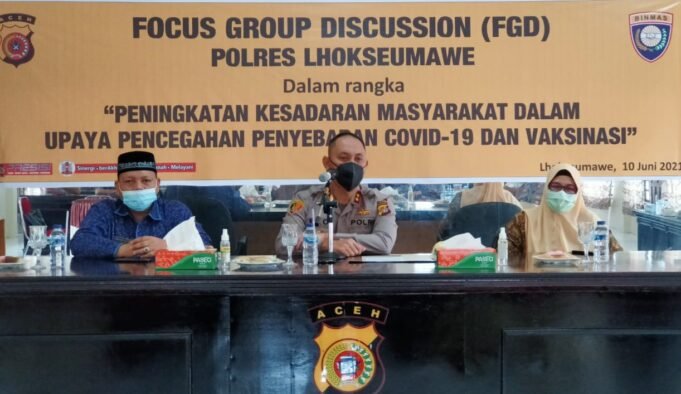 Focus Group Discussion, Kapolres Lhokseumawe Tekankan Para Keuchik Aktifkan Posko PPKM Mikro