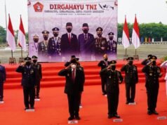 Danrem 064/MY Bersama Forkopimda Ikuti Upacara HUT Ke 76 TNI Secara Virtual