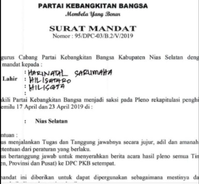 Ketua DPD Partai Berkarya Nias Selatan Aris Agustus Dakhi, Tindak Tegas Kader Partainya yang Memakai Rekomendasi Partai Lain Saat Pleno Pileg 2019
