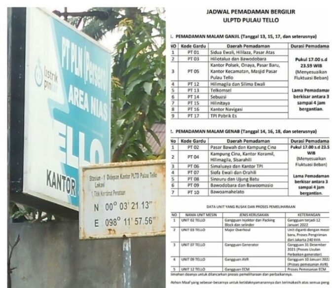 UPT PLN Cabang Pulau Tello Menyampaikan Informasi Pemadaman Bergiliran