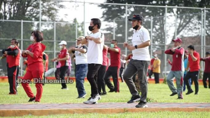 Pejabat Pemda Tuba, Lakukan Senam Indonesia Cinta Tanah Air Perdana di BMW Sports Center Tulang bawang