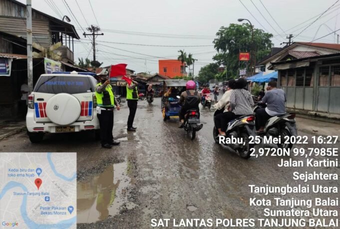 Mencegah Pelanggaran Lalu Lintas, Satlantas Polres Tanjungbalai Laksanakan Giat Patroli Sore