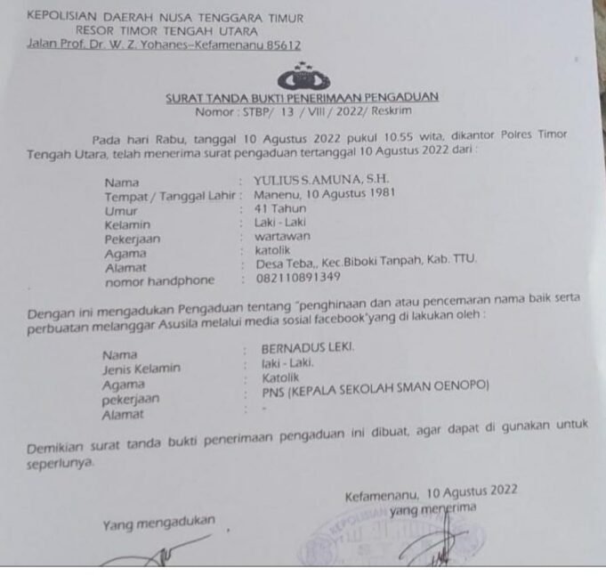 “Sepandai Pandainya Tupai Melompat Akhirnya Jatuh Juga” Kepala Sekolah SMA Negeri Oenopu Dipolisikan
