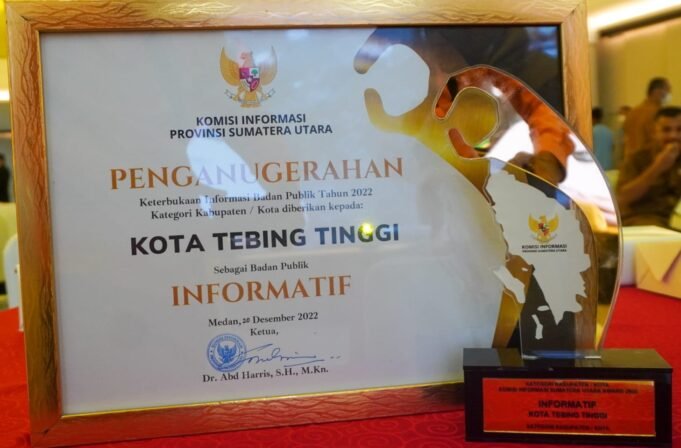 Pemko Tebing Tinggi Raih Predikat Informatif Dari Komisi Informasi Provinsi Sumut