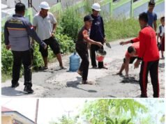 Menanggapi Posingan di Akun Somed, Polres Nisel Perbaiki Jalan Menuju SMA Negeri I Teluk Dalam