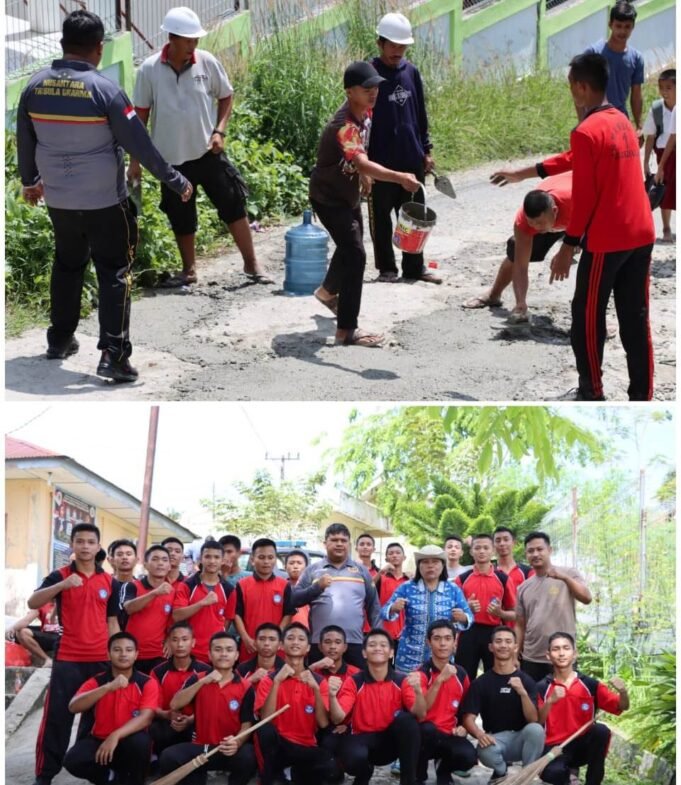 Menanggapi Posingan di Akun Somed, Polres Nisel Perbaiki Jalan Menuju SMA Negeri I Teluk Dalam