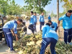 Ciptakan Lingkungan Kerja Sehat, Jajaran Lapas Indramayu Bersih-bersih Kantor