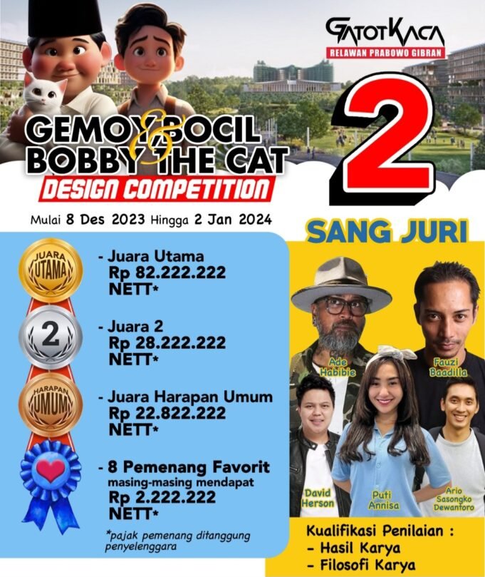 Relawan GatotKaca Lombakan Desain Gemoy, Bocil dan Bobby The Cat