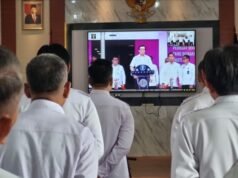 Tunjukan Sikap Disiplin, Jajaran Lapas Indramayu Ikuti Apel Awal Tahun di Lingkungan Kemenkumham RI