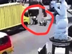 Wow CCTV Viral, Kaget Distop Polisi, Pria Bermotor Jatuh Nyaris Terlindas Truk