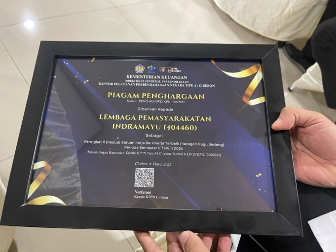 Raih Prestasi Gemilang, Lapas Indramayu Dapat Penghargaan Satker Berpredikat Terbaik Dari KPPN Cirebon