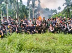 Dandim 0103/Aut Turun Langsung Bersama Tim Gabungan Musnahkan Lahan Ganja di Kecamatan Sawang