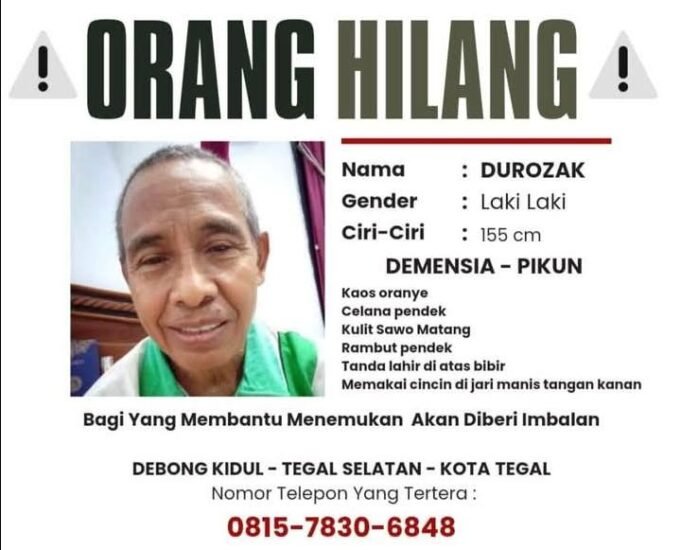 Seorang Lansia Menderita Penyakit Demensia Hilang Misterius, 4 Hari Belum Ditemukan