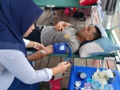 Brimob Aceh Batalyon B Pelopor Donor Darah Sambut Milad BFLF LSM’ACUT Ke 4 di Lapang Hiraq Kota Lhokseumawe