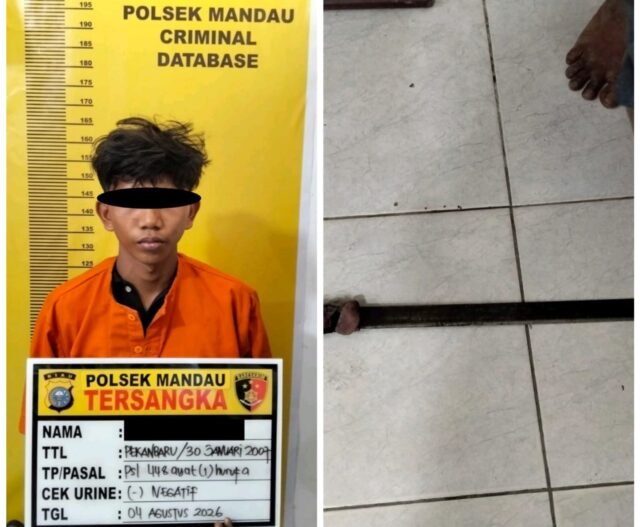 Anak Ancam Ayah Pakai Samurai di Air Jamban Mandau, Pelaku Diamankan Polsek Mandau