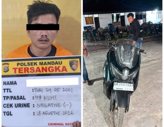 Opsnal Polsek Mandau Amankan Pelaku Curas, Sita Motor NMAX di Talang Mandi