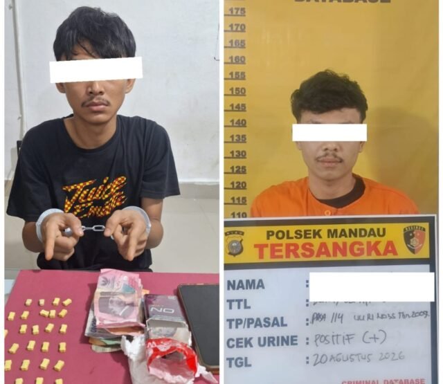 Opsnal Polsek Mandau Tangkap 2 Pria, Ungkap Ekstasi 29 Butir dan DPO Kasus Narkotika